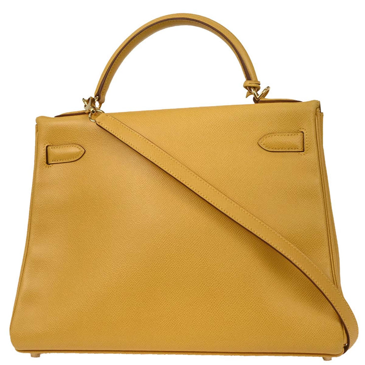 Hermes Jaune Courchevel Kelly 32 Retourne 2way Handbag  Square: D 23.S 187096