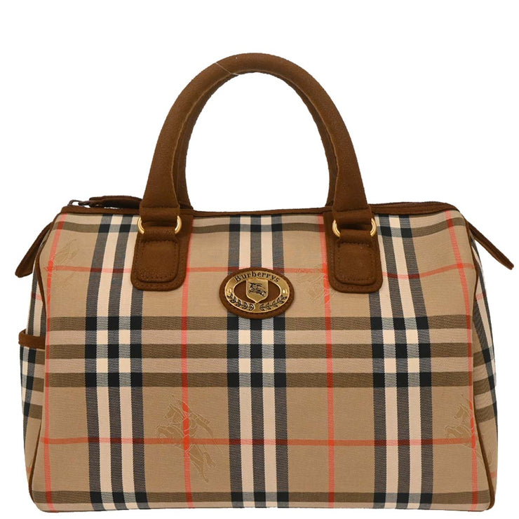 Burberrys Beige Brown House Check Duffle Handbag 187101