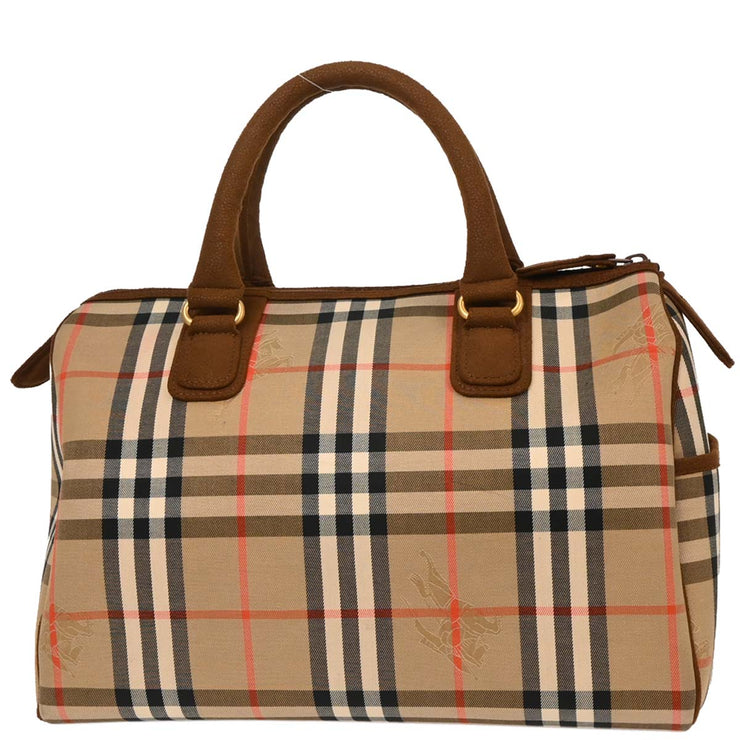 Burberrys Beige Brown House Check Duffle Handbag 187101