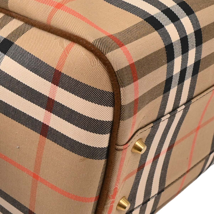 Burberrys Beige Brown House Check Duffle Handbag 187101