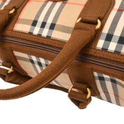 Burberrys Beige Brown House Check Duffle Handbag 187101