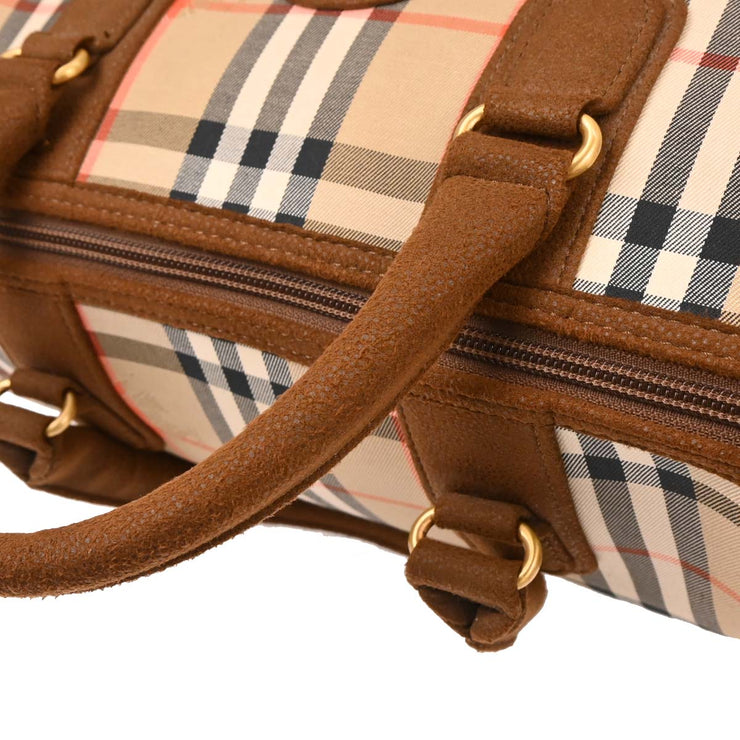 Burberrys Beige Brown House Check Duffle Handbag 187101