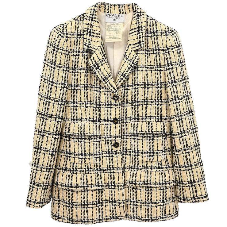 Chanel Single Breasted Jacket Off-white 95P #42 192263