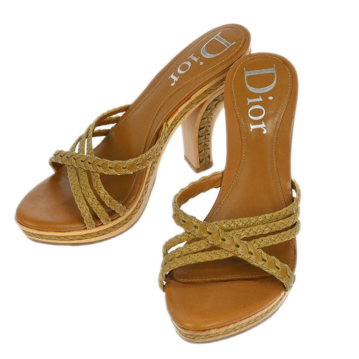 Christian Dior * Sandals Shoes Beige Wood 11 05 #36 1/2 192307