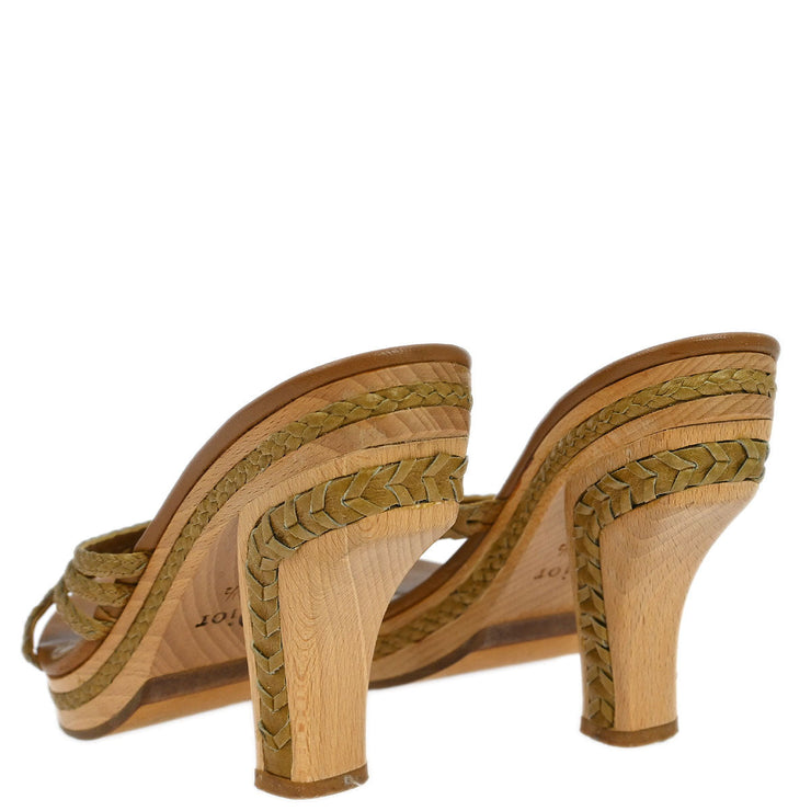 Christian Dior * Sandals Shoes Beige Wood 11 05 #36 1/2 192307