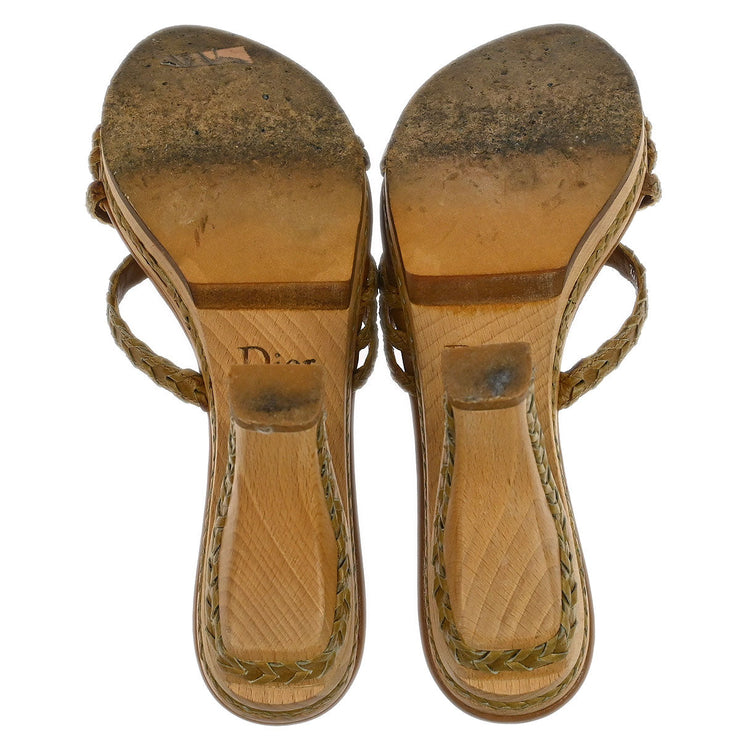 Christian Dior * Sandals Shoes Beige Wood 11 05 #36 1/2 192307