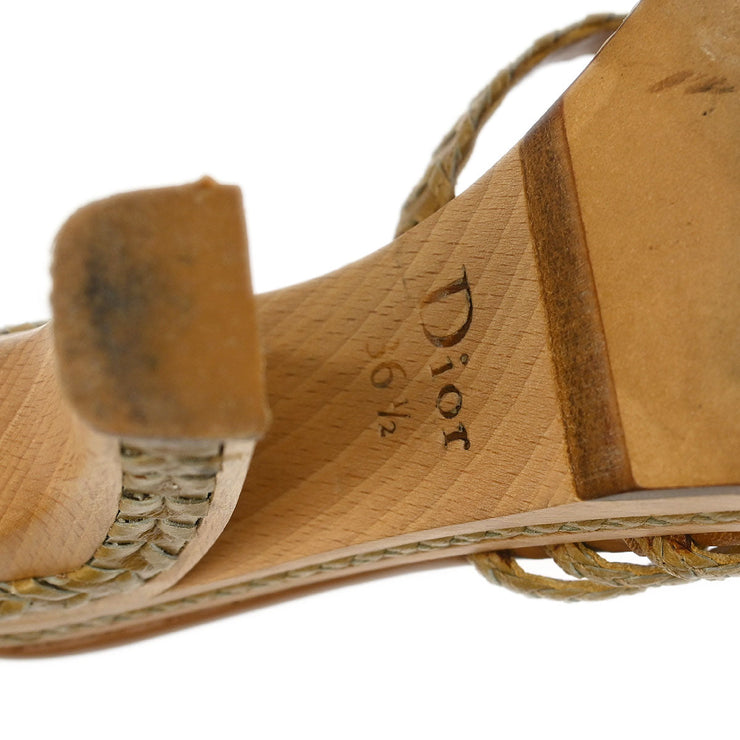 Christian Dior * Sandals Shoes Beige Wood 11 05 #36 1/2 192307