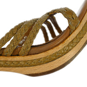 Christian Dior * Sandals Shoes Beige Wood 11 05 #36 1/2 192307