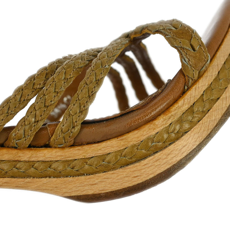 Christian Dior * Sandals Shoes Beige Wood 11 05 #36 1/2 192307