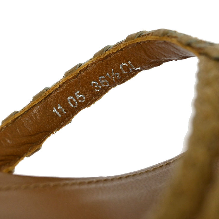 Christian Dior * Sandals Shoes Beige Wood 11 05 #36 1/2 192307