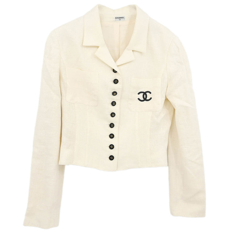 Chanel Single Breasted Jacket White 192700