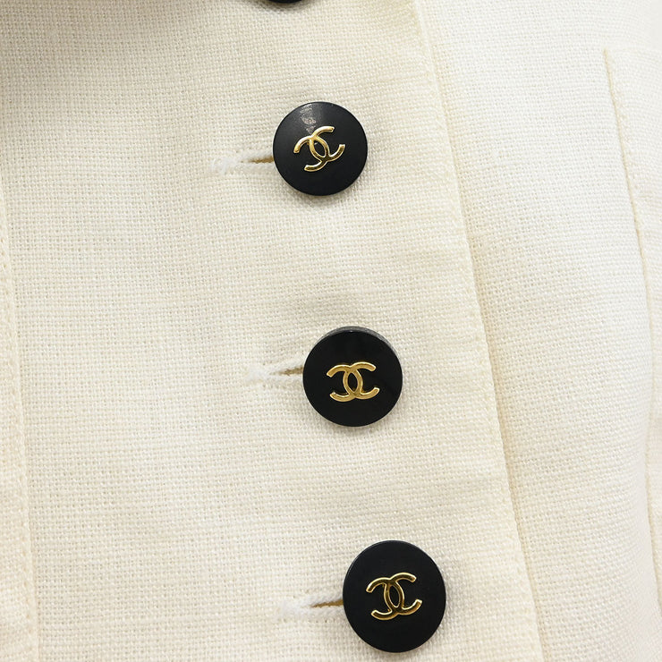 Chanel Single Breasted Jacket White 192700