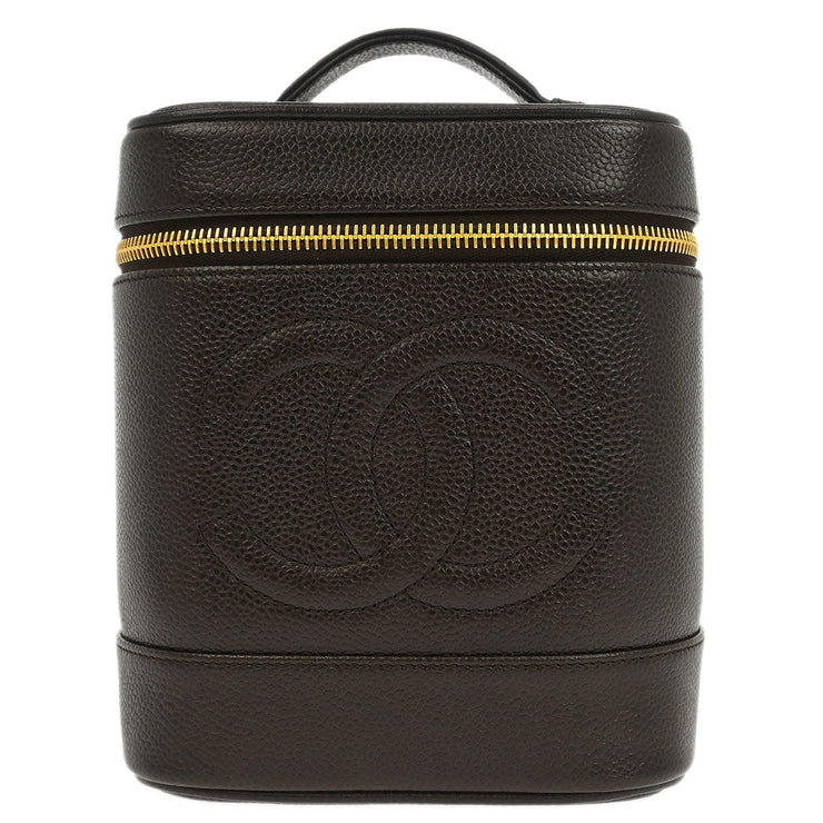 Chanel Brown Calfskin Timeless Vanity Handbag 195109