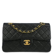 Chanel Black Lambskin Small Classic Double Flap Shoulder Bag 195180
