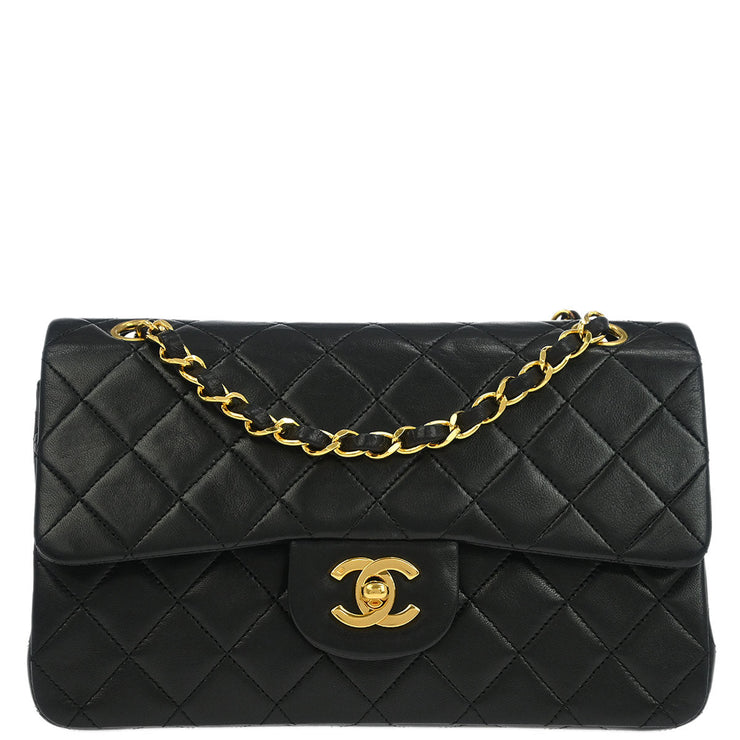 Chanel Black Lambskin Small Classic Double Flap Shoulder Bag 195180