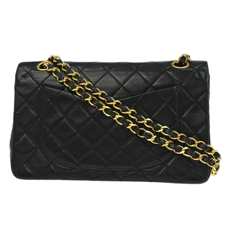 Chanel Black Lambskin Small Classic Double Flap Shoulder Bag 195180