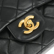 Chanel Black Lambskin Small Classic Double Flap Shoulder Bag 195180