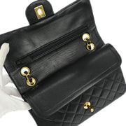 Chanel Black Lambskin Small Classic Double Flap Shoulder Bag 195180