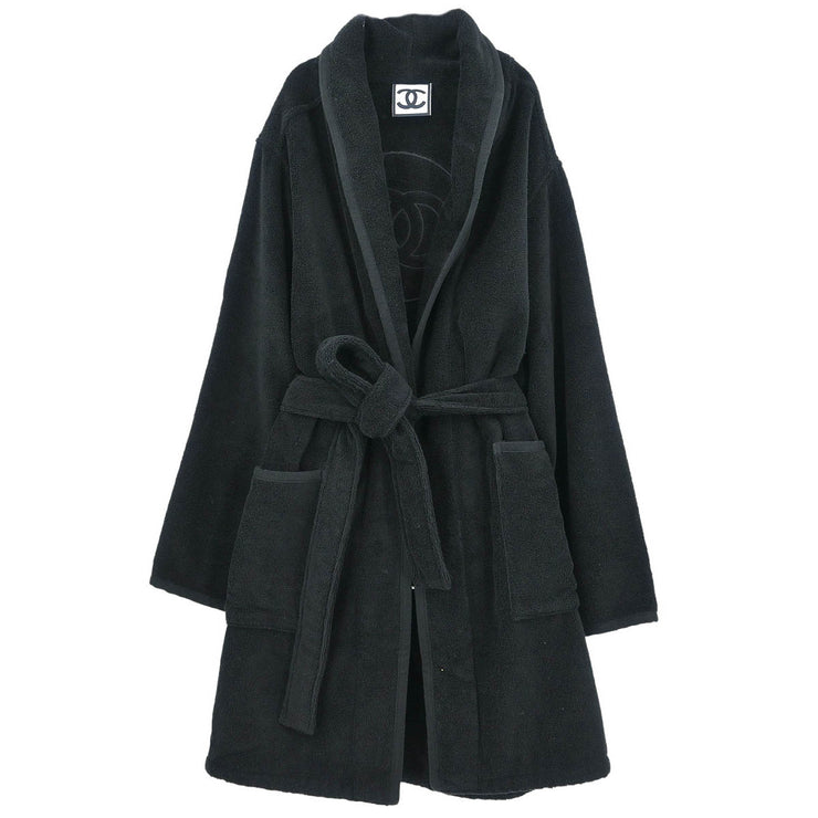 Chanel Belted Bathrobe Style Coat Gown Black 09C #2 195384