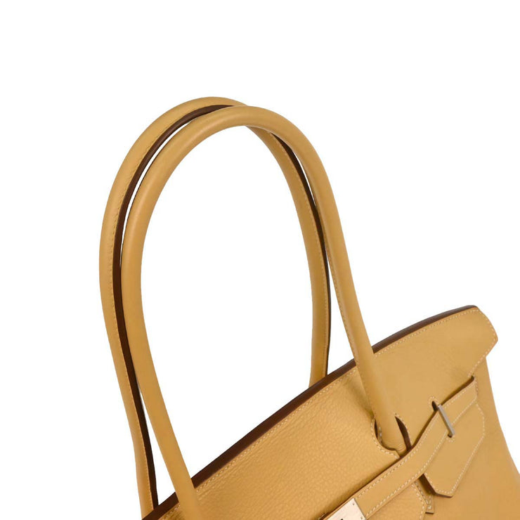 Hermes Natural Sable Taurillon Clemence Birkin 45 Handbag  D 5 .34 26 195547