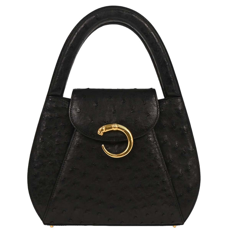 Cartier Black Ostrich Panthere Handbag AUTRUCHE VERITABLE 195786
