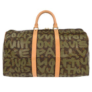 Louis Vuitton Khaki Monogram Graffiti Keepall 50 Duffle Bag M92196 FL0051 195896