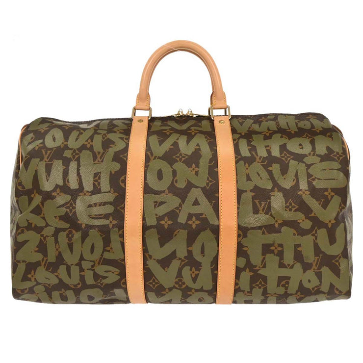 Louis Vuitton Khaki Monogram Graffiti Keepall 50 Duffle Bag M92196 FL0051 195896