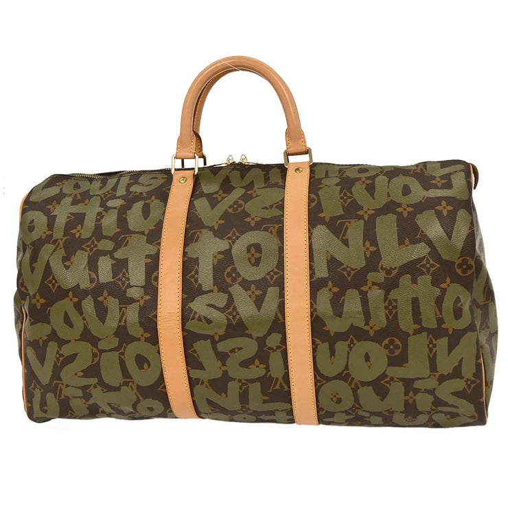 Louis Vuitton Khaki Monogram Graffiti Keepall 50 Duffle Bag M92196 FL0051 195896