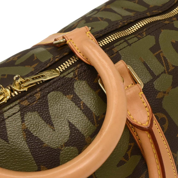 Louis Vuitton Khaki Monogram Graffiti Keepall 50 Duffle Bag M92196 FL0051 195896