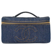 Chanel Blue Denim Vanity Handbag 195936