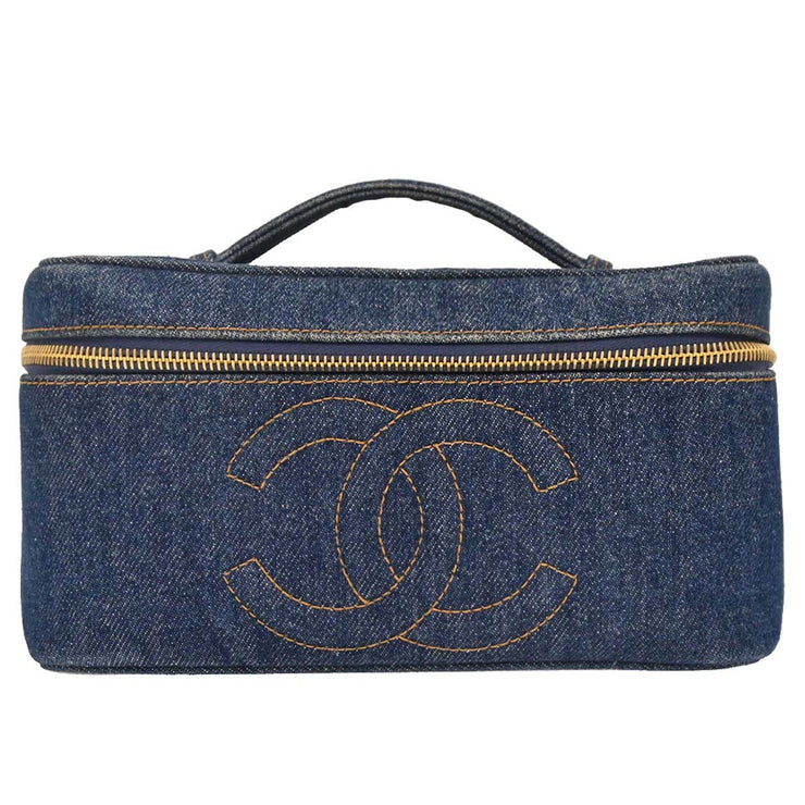 Chanel Blue Denim Vanity Handbag 195936