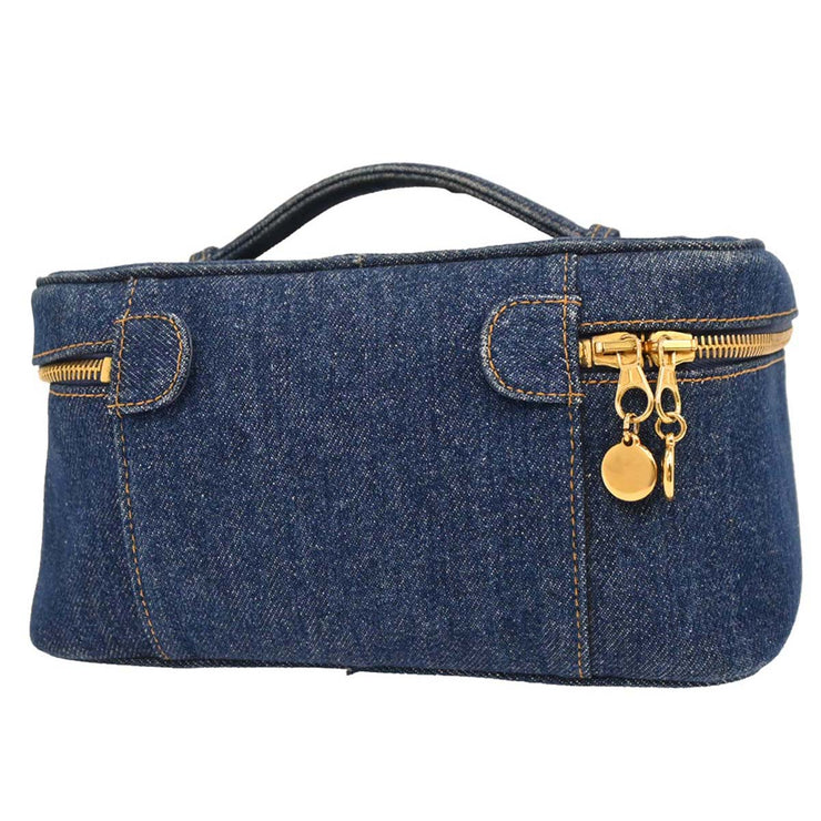 Chanel Blue Denim Vanity Handbag 195936