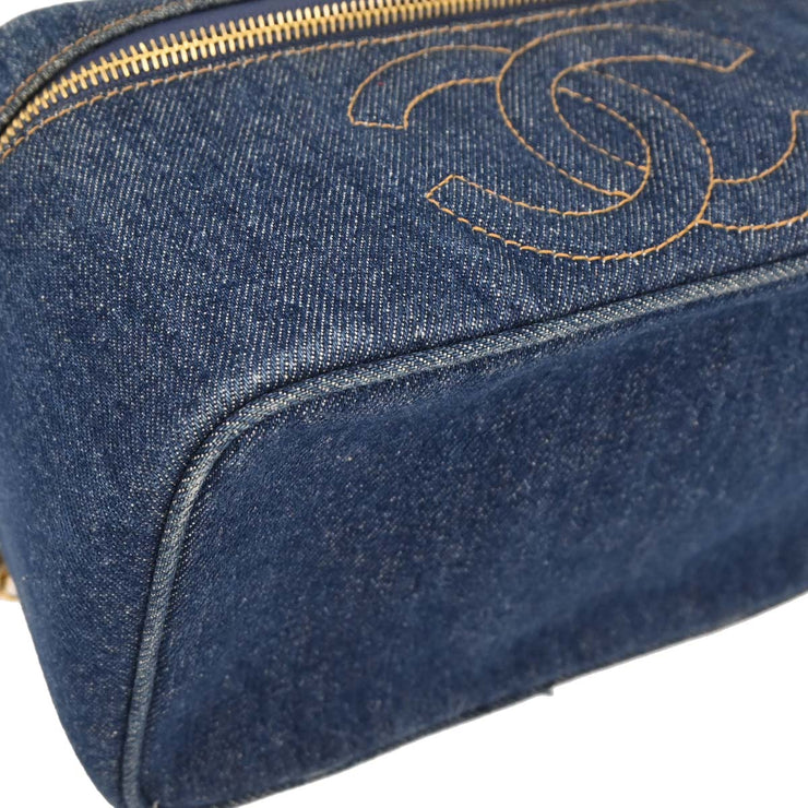 Chanel Blue Denim Vanity Handbag 195936