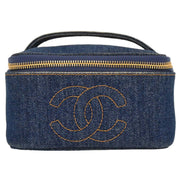 Chanel Blue Denim Vanity Handbag 195951