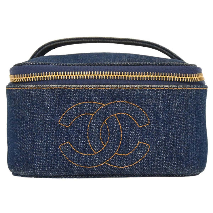 Chanel Blue Denim Vanity Handbag 195951