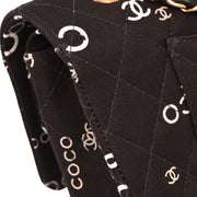 Chanel Black Canvas COCO Medium Classic Double Flap Shoulder Bag 195963