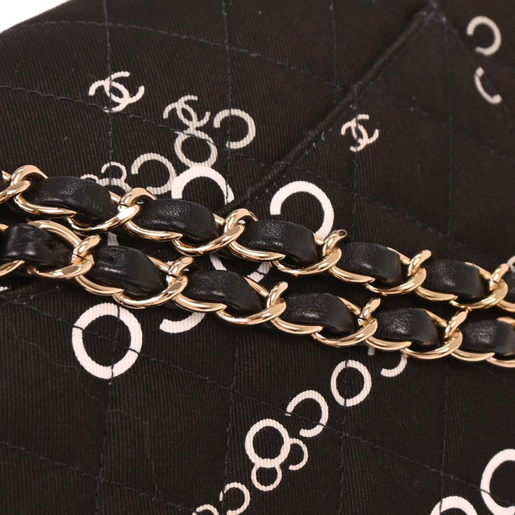 Chanel Black Canvas COCO Medium Classic Double Flap Shoulder Bag 195963