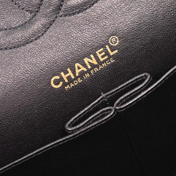 Chanel Black Canvas COCO Medium Classic Double Flap Shoulder Bag 195963