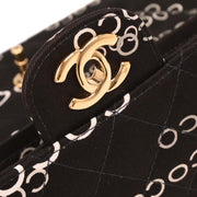 Chanel Black Canvas COCO Medium Classic Double Flap Shoulder Bag 195963