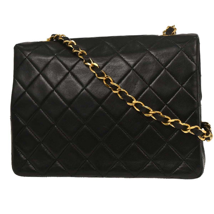 Chanel Black Lambskin Classic Square Flap Shoulder Bag 20 195975