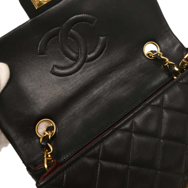 Chanel Black Lambskin Classic Square Flap Shoulder Bag 20 195975