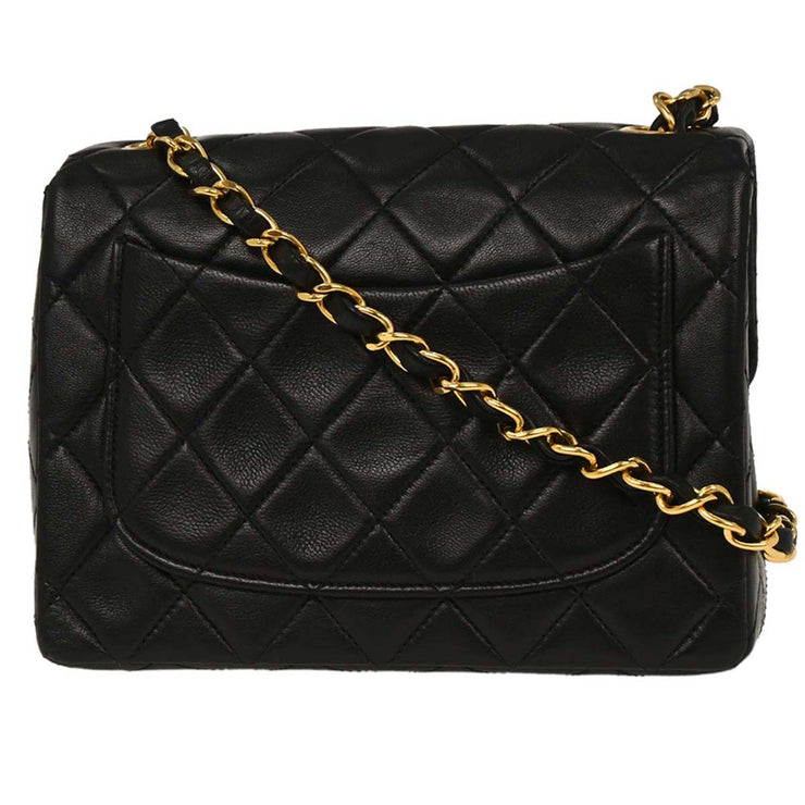 Chanel Black Lambskin Mini Classic Square Flap Shoulder Bag 17 195977