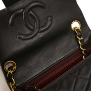 Chanel Black Lambskin Mini Classic Square Flap Shoulder Bag 17 195977