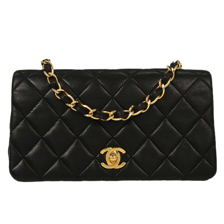 Chanel Black Lambskin Turnlock Mini Full Flap Shoulder Bag 195979