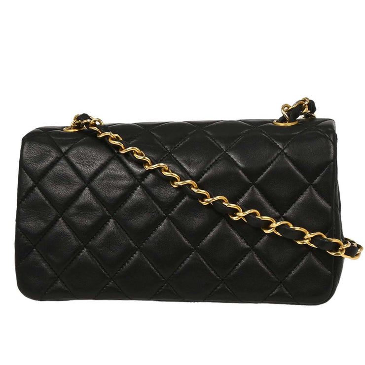 Chanel Black Lambskin Turnlock Mini Full Flap Shoulder Bag 195979