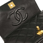 Chanel Black Lambskin Turnlock Mini Full Flap Shoulder Bag 195979