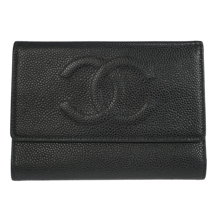 Chanel Black Calfskin Trifold Wallet 195982