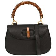 Gucci Black Pigskin Bamboo 2way Handbag 000-2113-0633 195984
