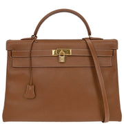 Hermes Gold Courchevel Kelly 40 Retourne 2way Handbag  Square:A 31. 195986