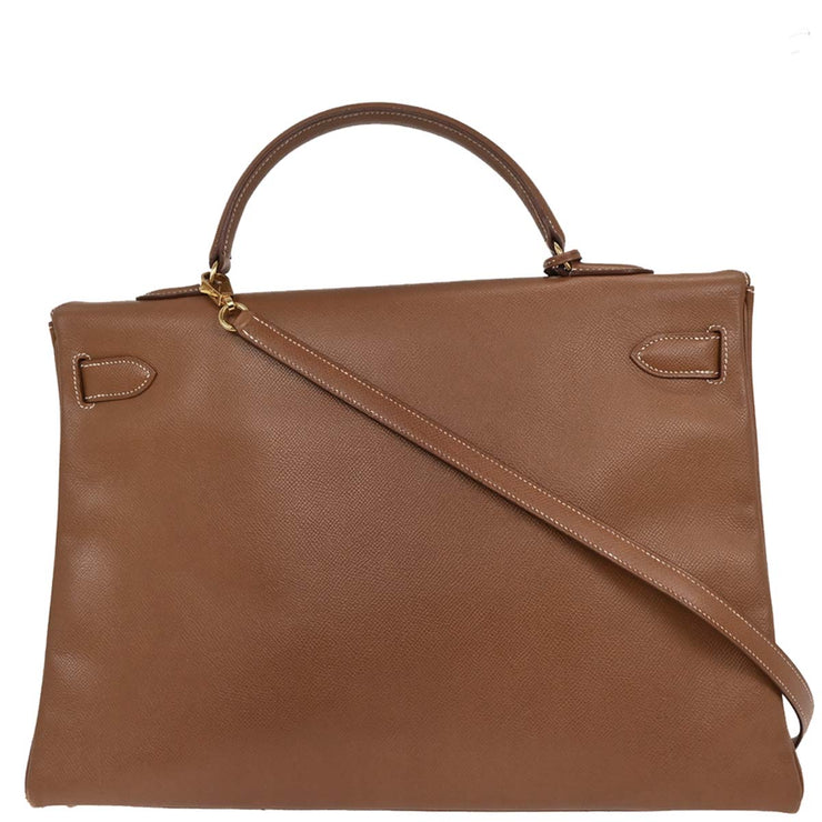 Hermes Gold Courchevel Kelly 40 Retourne 2way Handbag  Square:A 31. 195986
